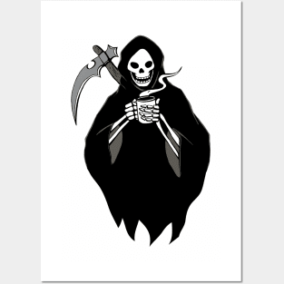 Grim Reaper Loves Coffee Fan Gift Posters and Art